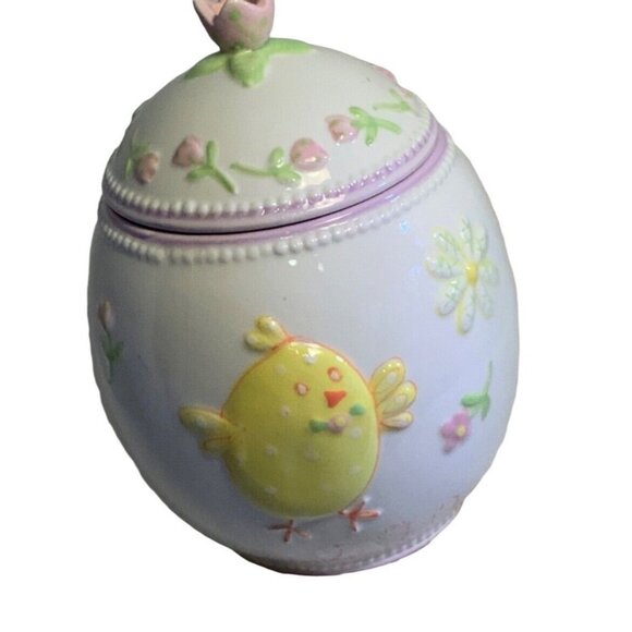 Easter Egg Shaped Treat Jar/ Candy Jar Holder 6.5 inches - Picture 3 of 6